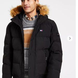 Tommy Hilfiger Mens Puffer Jacket - Fur Hood - L - Warm Parka